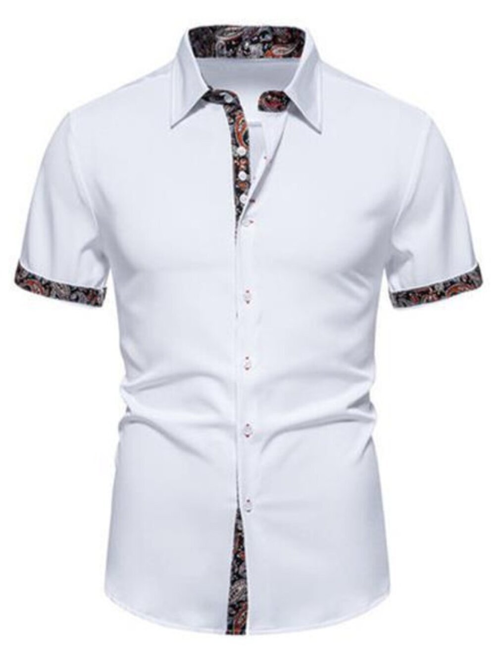 Men's Paisley Trim Short Sleeve Shirt
